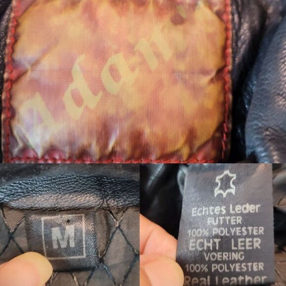 Vintage 80s Leather Flight Jacket M Black Long Belted Hidden Zip Biker Moto - Picture 3 of 16